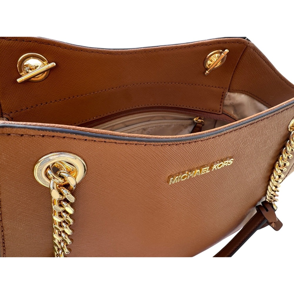Michael Kors Jet Set Chain Tote Bag Luggage Brown Gold Hardware With Dust Bag - Picture 10 of 10